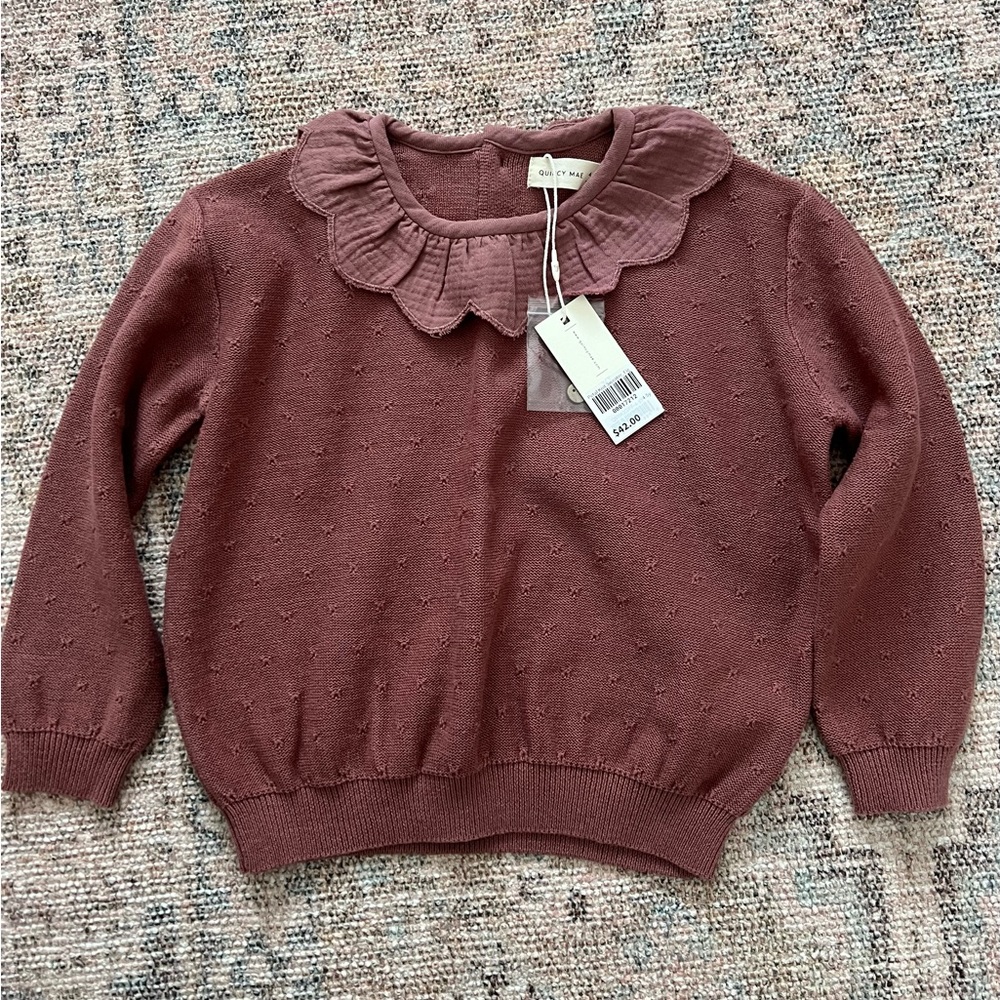 Quincy Mae NWT Toddler Girls maroon sweater size 4-5y